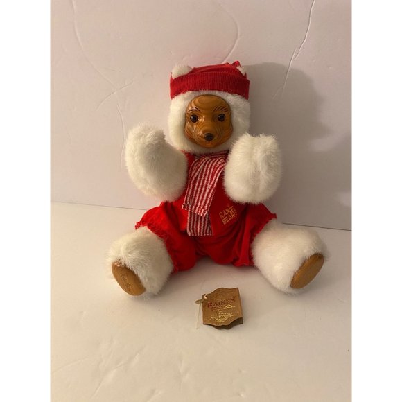 1989 RAIKES White Jointed Bear Collectable Wooden Face and Paws. - Picture 2 of 10